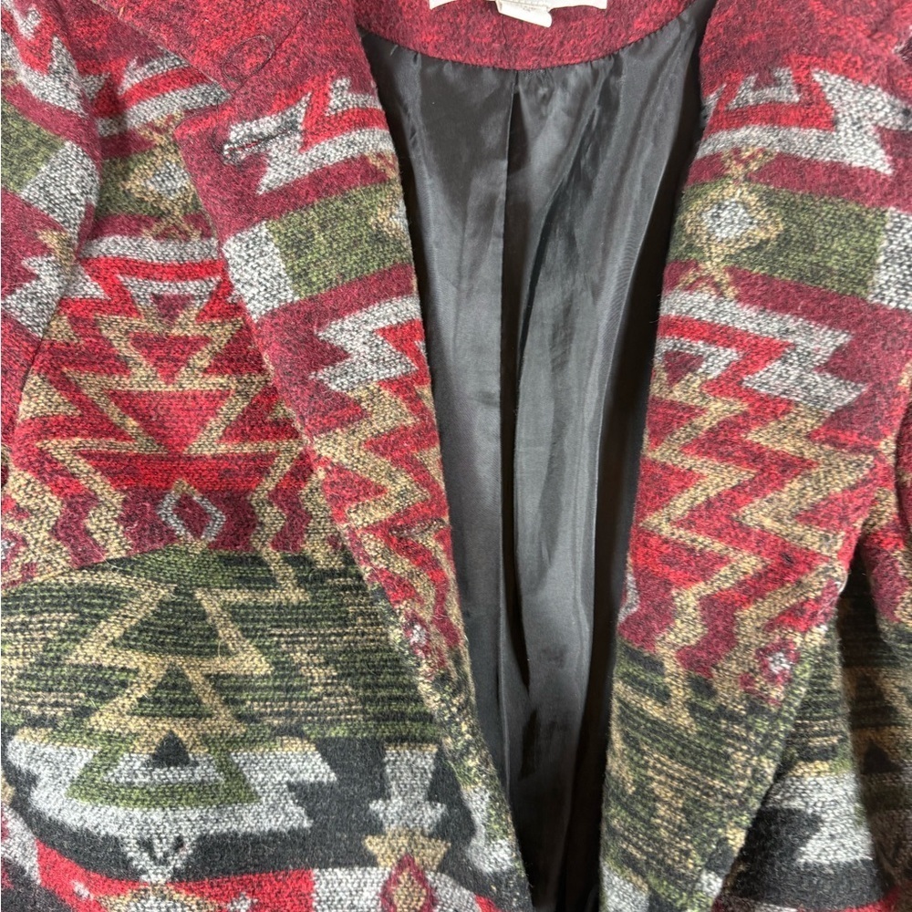 Coldwater Creek Women's Aztec Button-up Blazer Red/Green/Black/Gold Size 14 - Picture 13 of 14